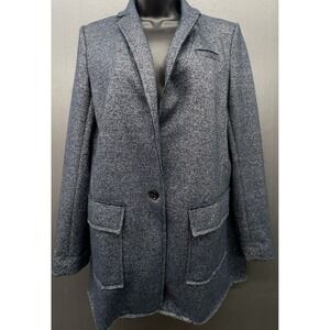 Banana Republic Blazer Women 6 Blue Wool Blend Long Line Preppy Old Money Jacket